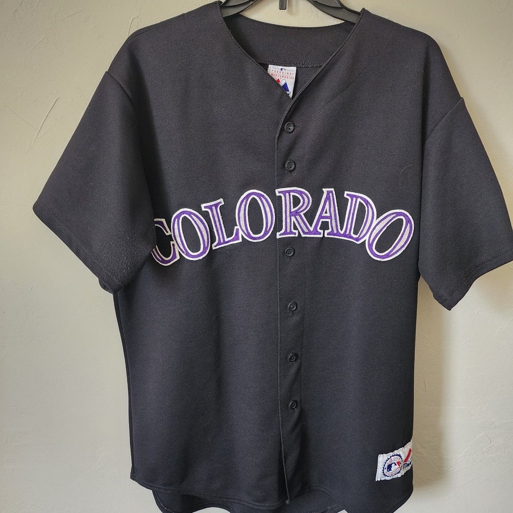 Black Colorado Rockies Button-Up Jersey World Series 2007 Size XL